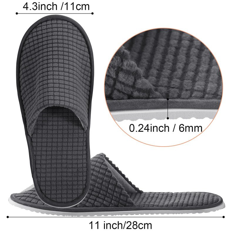 Geyoga 12 Pair House Slipper for Guest Non Slip Disposable Slipper for Travel Washable Reusable Closed Toe Hotel Bridesmaid Indoor Spa Wedding Party Shoeless Home(Deep Color,L)