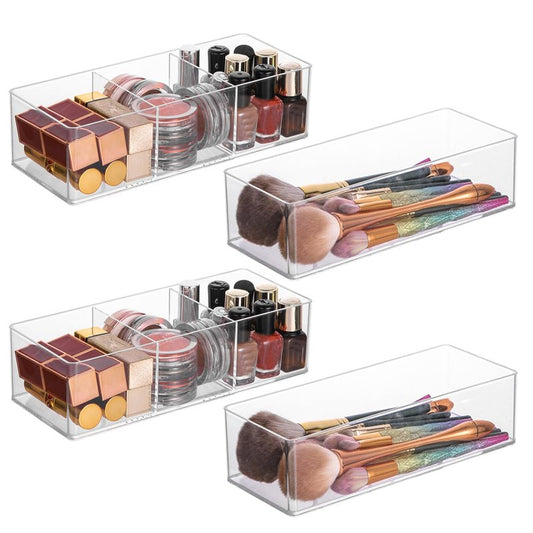 LONTOHCE Acrylic Organizer 4-Piece Makeup Organizer Set