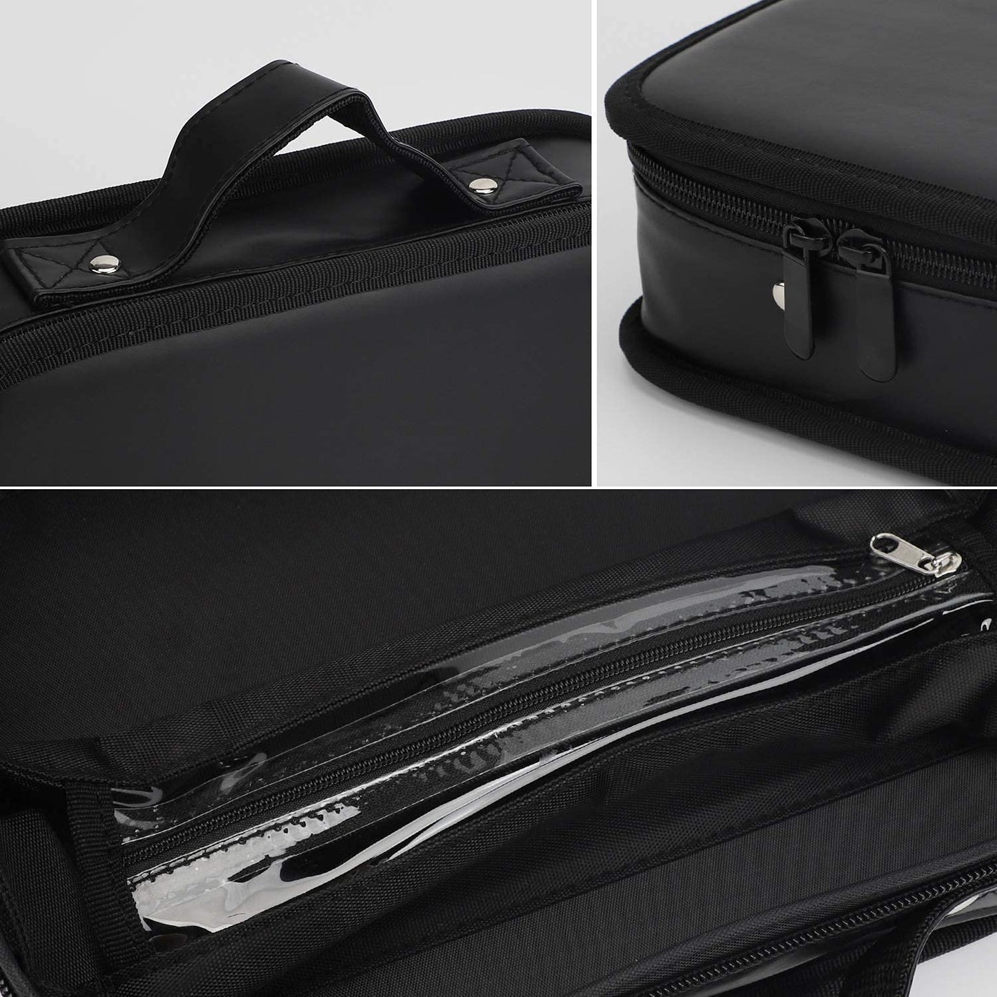 Segbeauty Barber Tool Bag, 10.8 x 14.6in PU Leather Travel Makeup Toiletry Carrying Case, Hair Styling Cutting Kit Storage Organizer for Dryer Clipper Shears Combs Cosmetics Salon Beauty Supplies