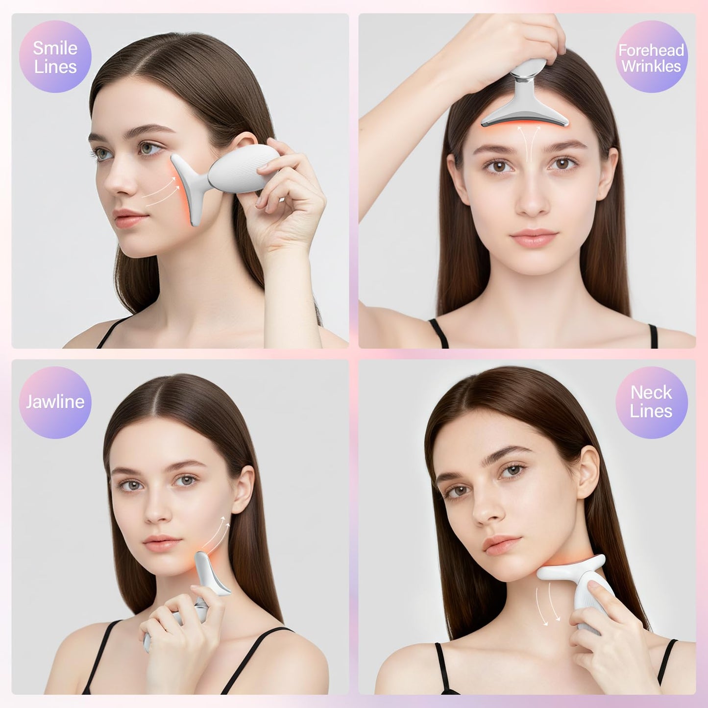 Neck and Face Care Device for Home Daily Use, Skin Care Tool, Wrink-le Improve, Firm, Tightening and Smooth White