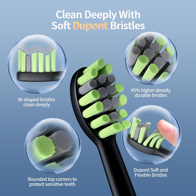 Sonic Electric Toothbrush for Adults: 42,000 VPM Deep Clean for Sensitive Teeth, Rechargeable Toothbrush with 6 Brush Heads, 4 Modes & Smart Timer, IPX7 Waterproof, 120-Day Battery for Home/Travel