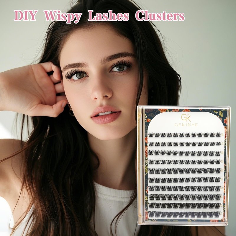 Gekinye Wispy Lash Clusters 120pcs - Individual Lashes 8-16mm Natural Eyelash Clusters DIY at Home with Soft Thin Band