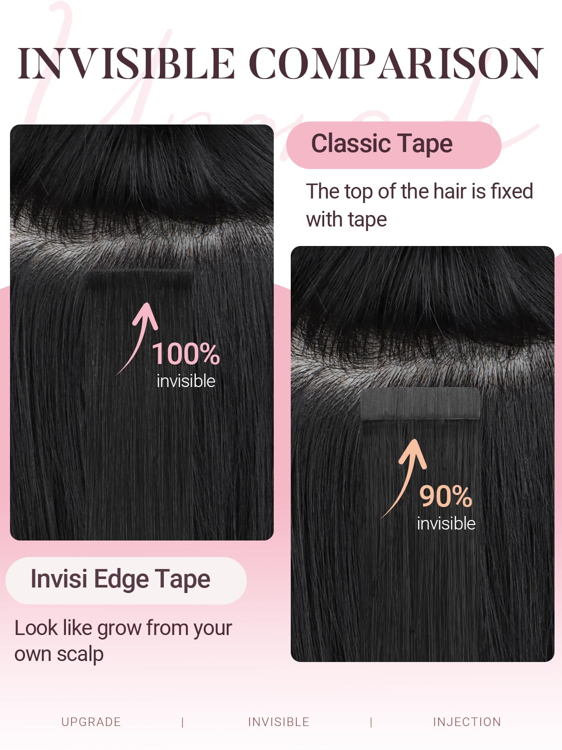 MAXITA Invisi Edge Tape in Hair Extensions Human Hair 16 Inch 50g 20pcs Balayage Dark Brown to Chestnut Brown Seamless Invisible injected tape in hair extensions Silky Smooth