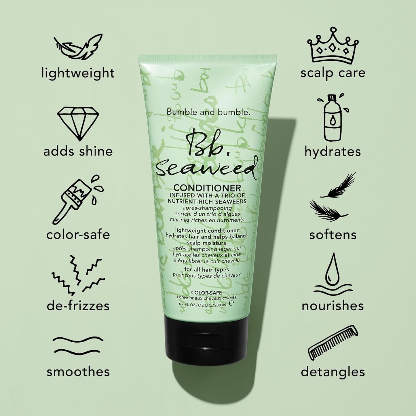 Bumble and Bumble Seaweed Hydrating Conditioner - Lightweight Moisture & Frizz Control | For Fine to Medium Hair Types