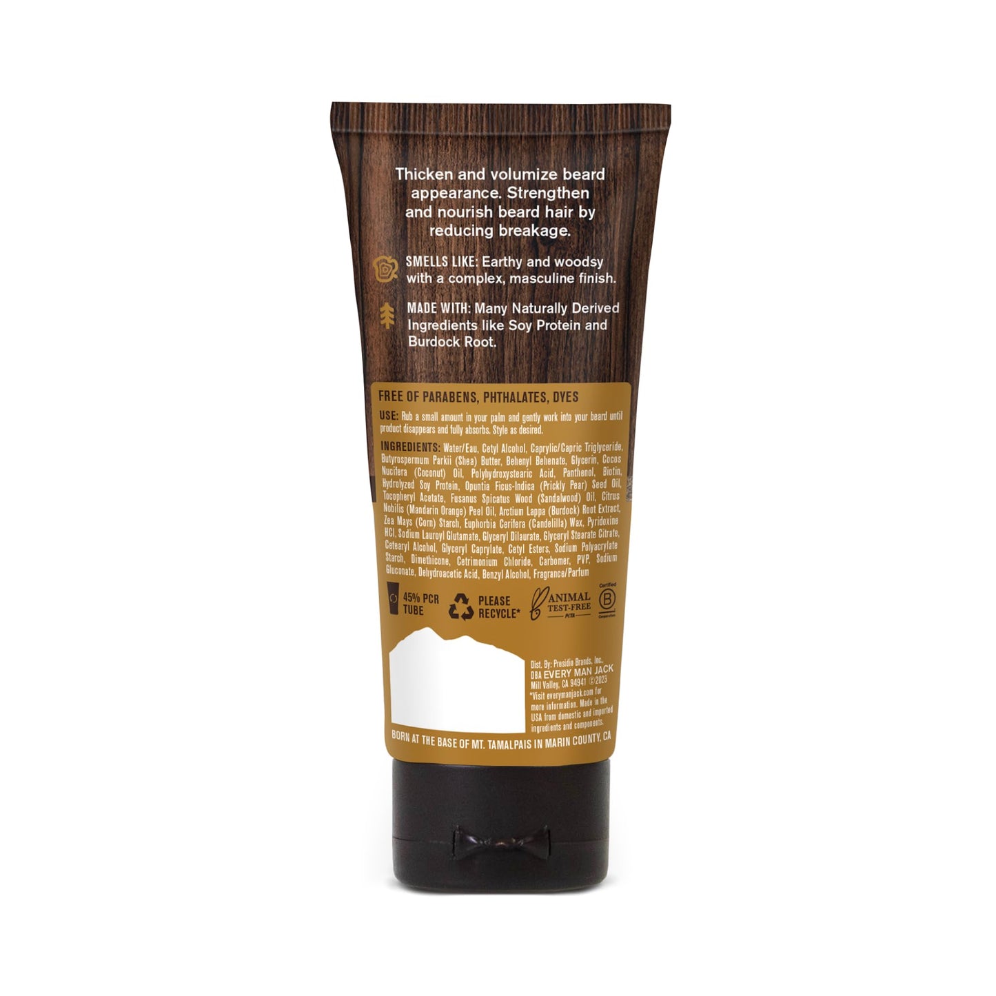 Every Man Jack Beard Thickening Cream - Strengthens, Thickens, Nourishes Beard - Light Sandalwood Scent - Made with Naturally Derived Ingredients like Biotin, Vitamin B6, Soy Protein - 2.8oz - 2 Pack