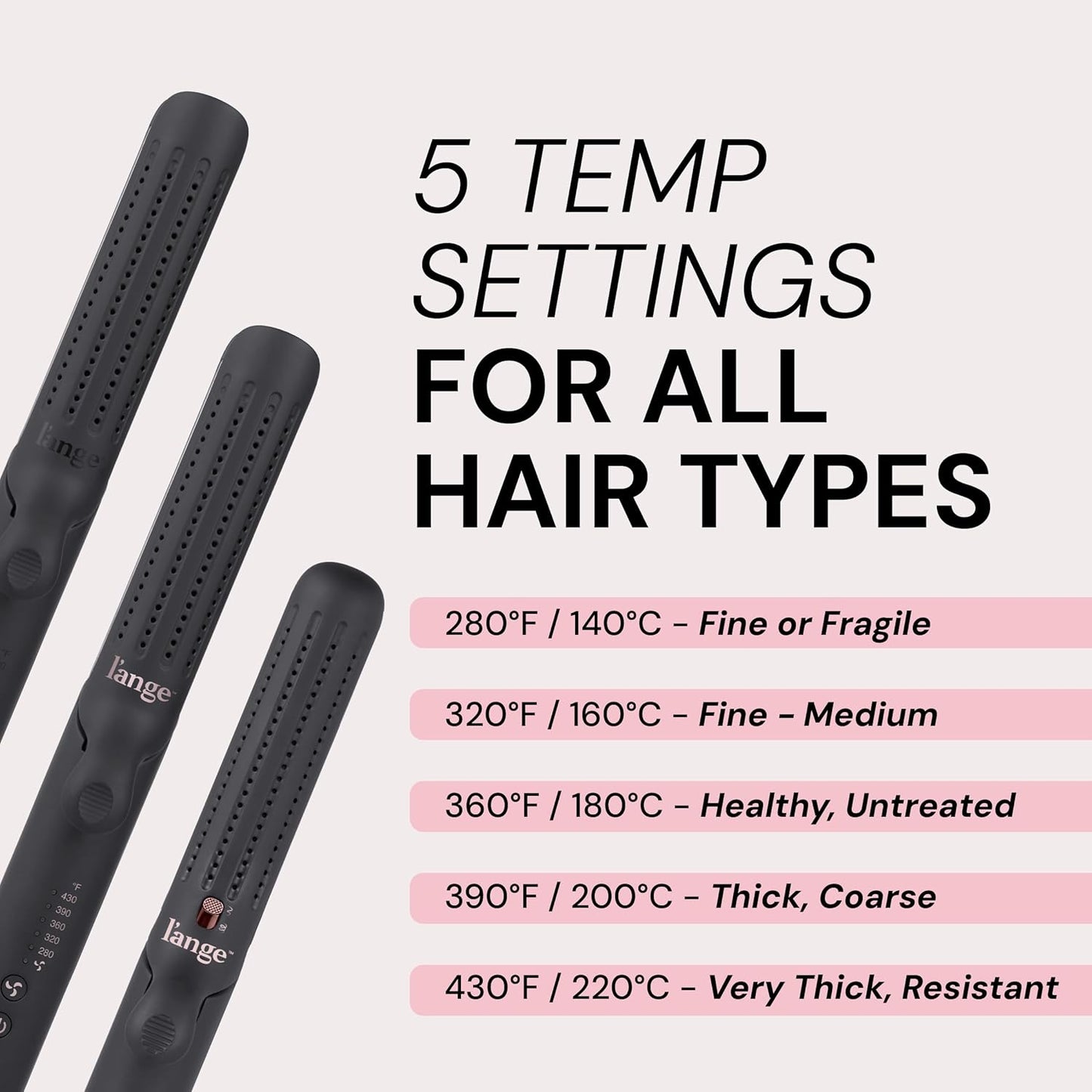 L'ANGE HAIR 2-in-1 Hair Straightener & Curler - 360° Airflow, Titanium Plates | 1-Inch Wand for Short to Medium Hair (Black)