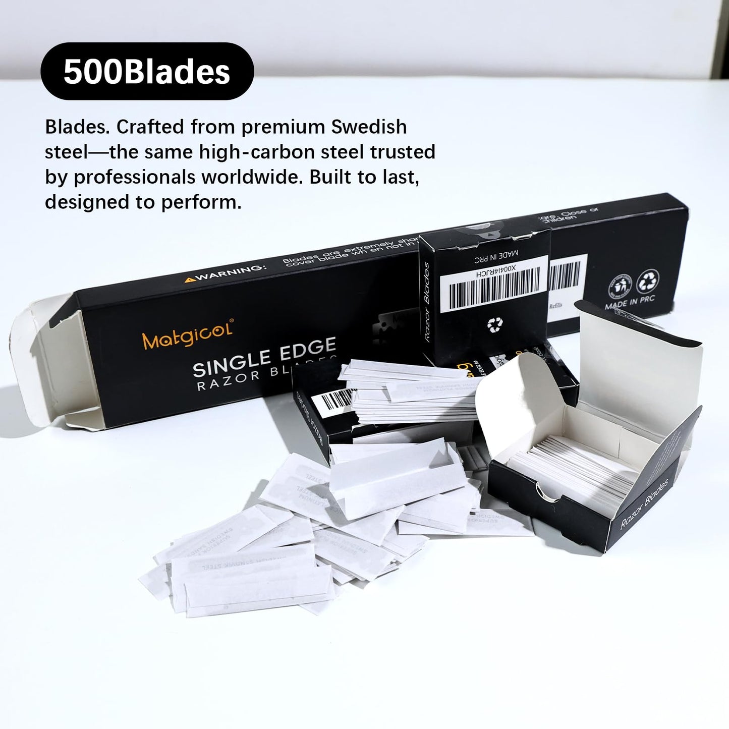Single Edge Razor Blades Refills - 500 Count Swedish Premium Platinum Straight Razors Blades for Men - Sharp, Smooth and Comfortable Shaving