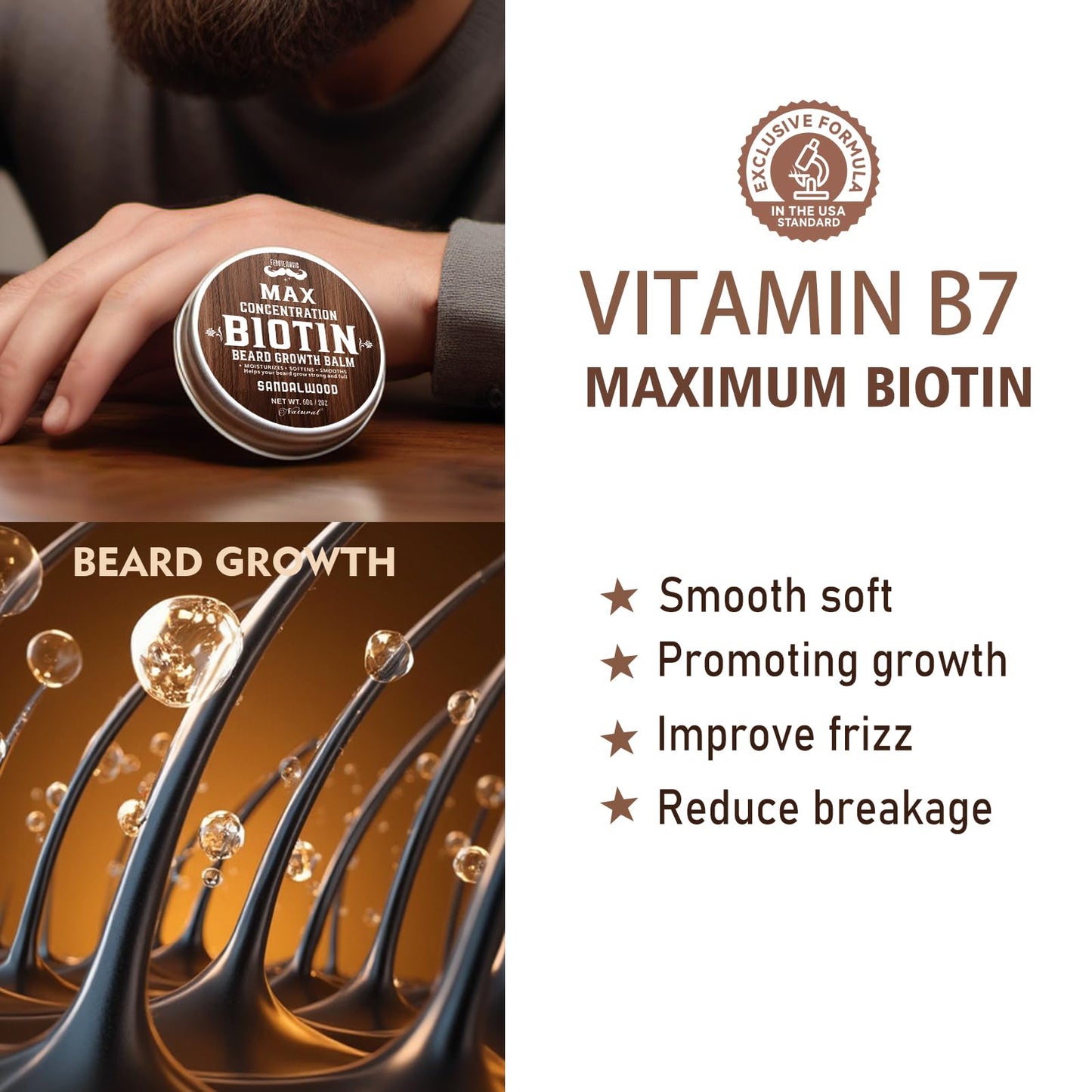 FEBOTE 2 Pack Biotin Beard Balm Set for Men – Natural & Sandalwood Butters – Non-Itchy, Moisturize, Strengthen & Shape Beards – Grooming Gift Set for Father's Day, Anniversaries, Christmas