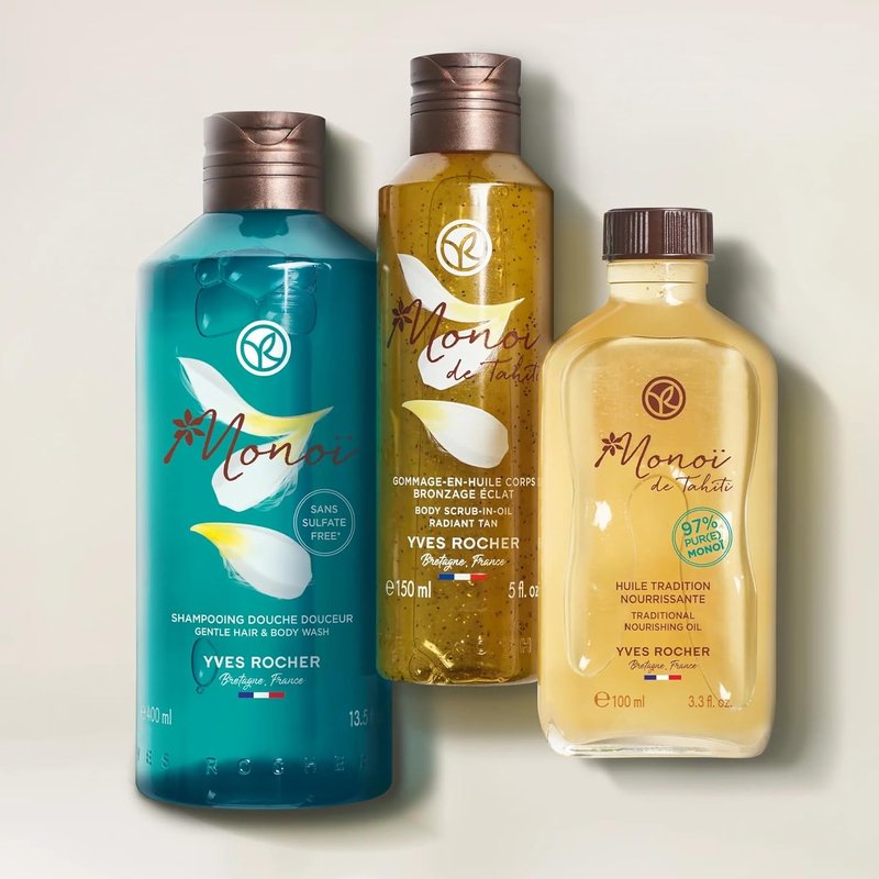 Yves Rocher Monoï de Tahiti Body Scrub - Exfoliating Oil with Coconut Shells & Hydrating Formula | 150ml