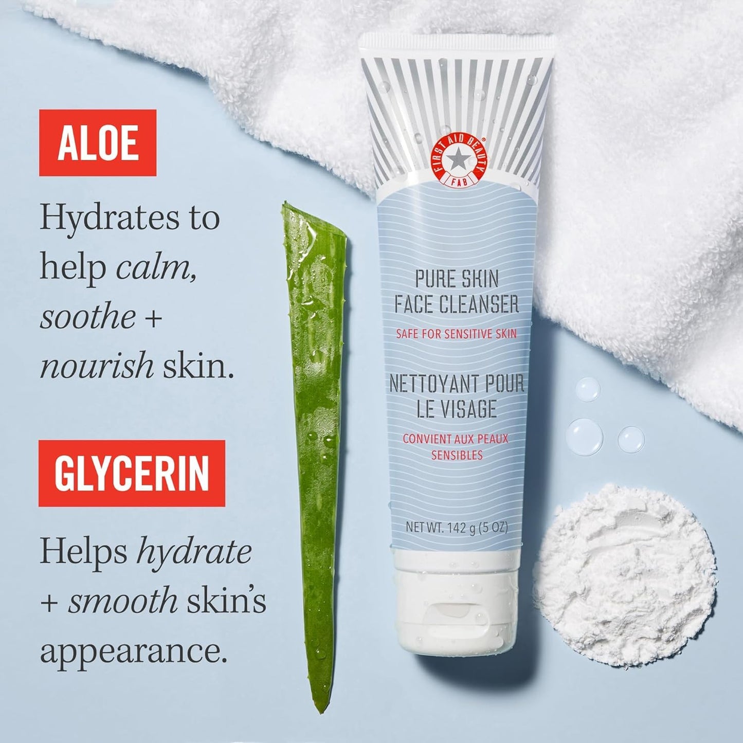 First Aid Beauty - Pure Skin Face Cleanser, Effectively Removes Makeup, Dirt, & Impurities, Gentle Cleanser Leaves skin Soft & Supple, Fragrance Free (5 oz, 2 ct)