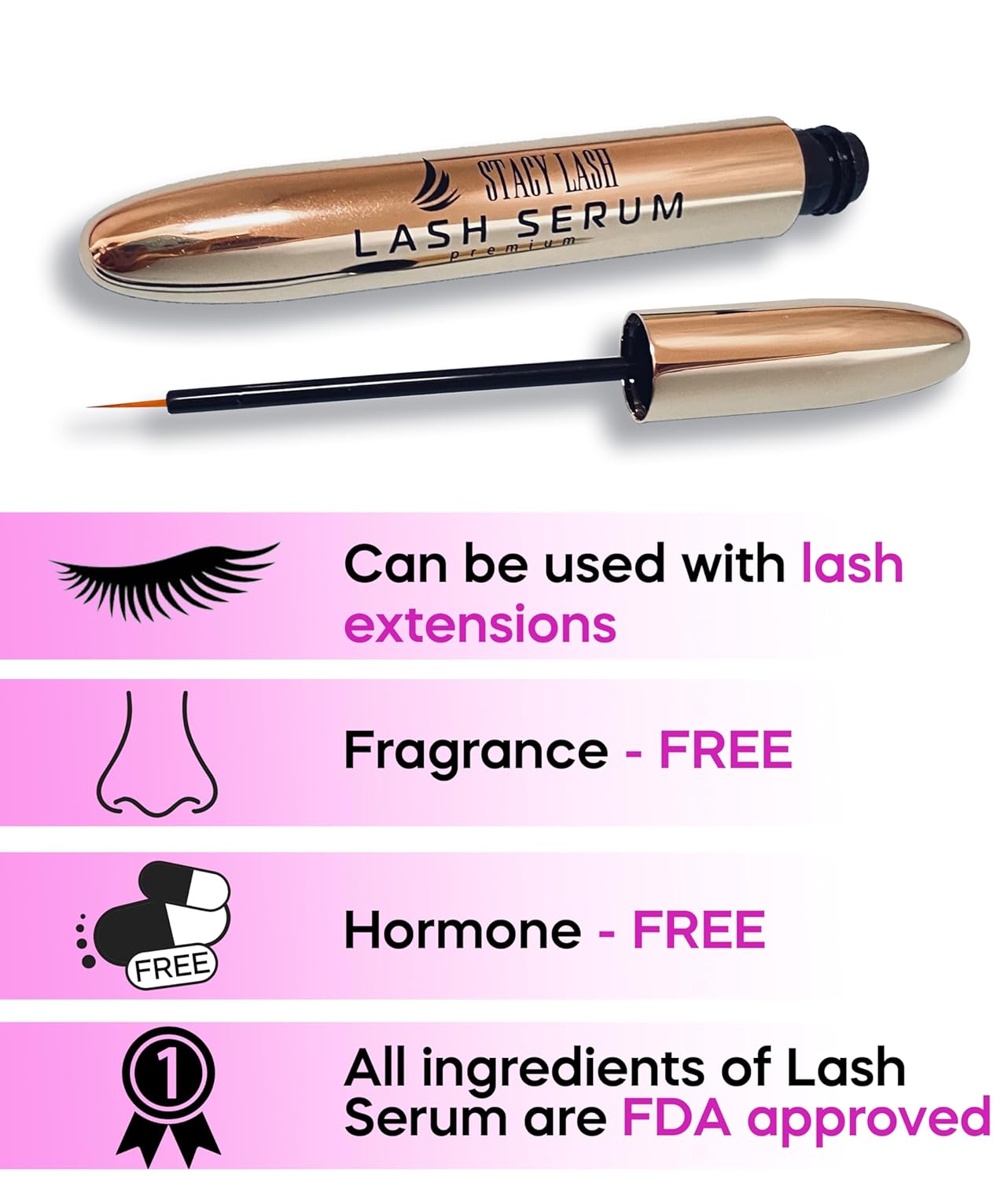 Eyelash Extension Shampoo & Foaming Cleanser | Biotin-Infused for Growth & Thickness - 3.38 fl. oz / 5 ml