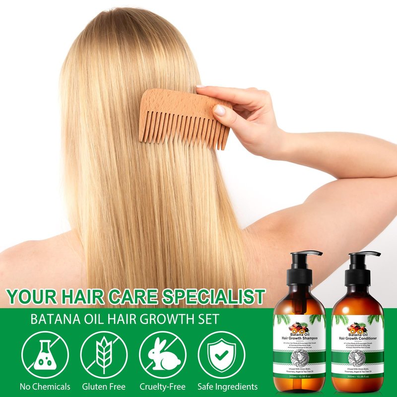 Batana Oil Shampoo and Conditioner Set - Thickening Hair Products for Women and Men with Raw Organic Batana Oil for Hair Growth - Paraben and Silicone Free, 2 x10.56 Fl Oz
