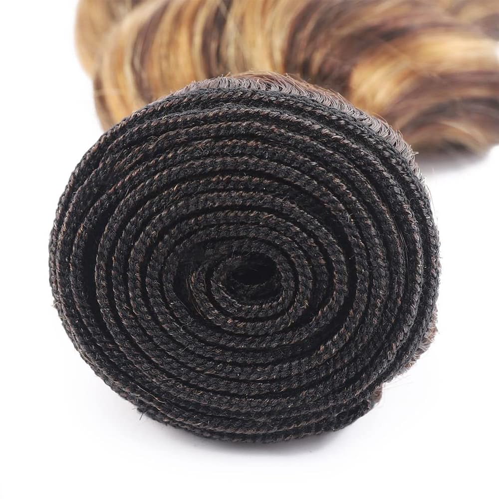 T1BP4/30 Brown Straight Human Hair Bundles Ombre Light Brown and Dark Brown Human Hair 3 Bundles 8 10 12 Inch Unprocessed Brazilian Virgin Remy Soft, Silky, Full,And Comfortable In The Sense Of Touch