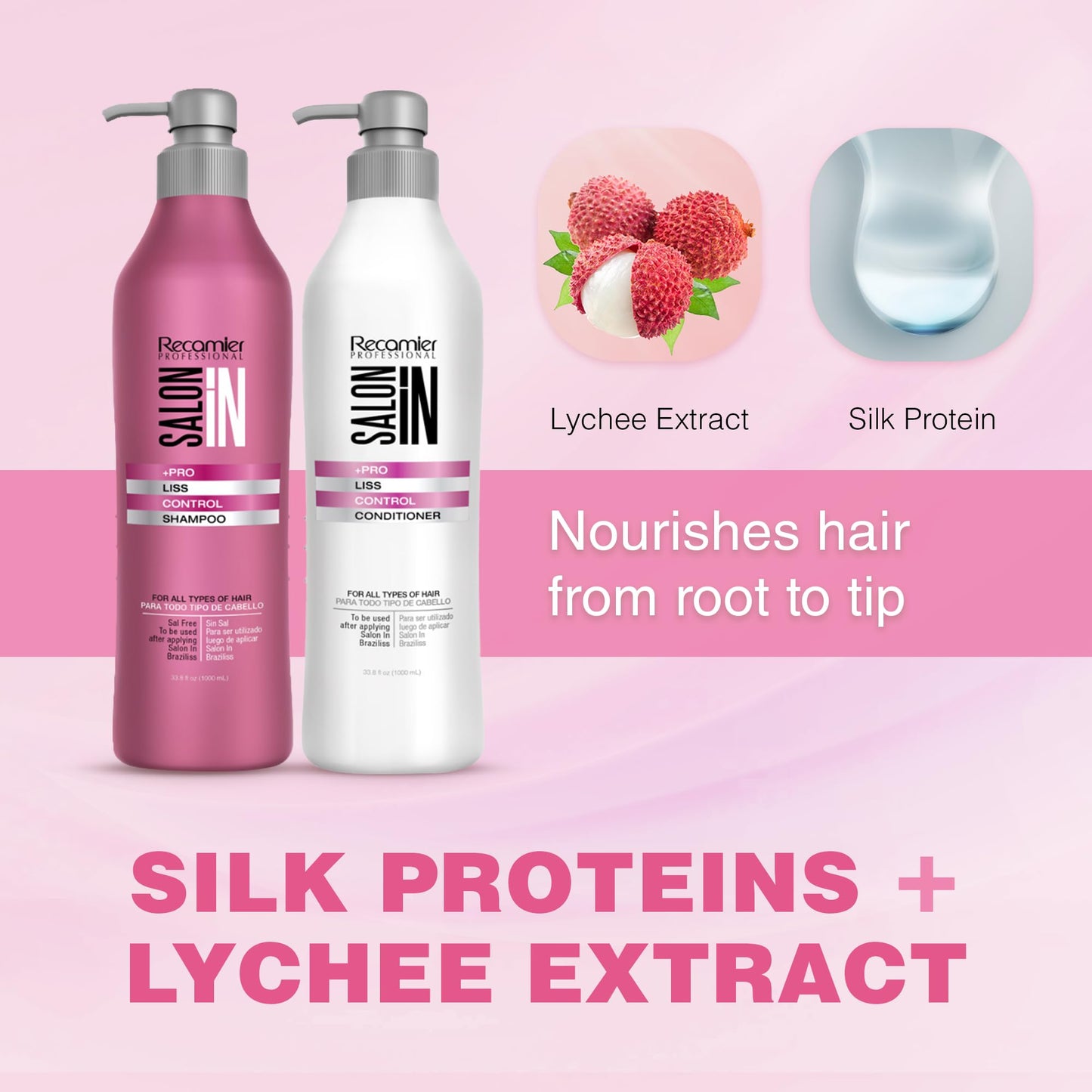 Salon In by Recamier | Liss Control Hair Conditioner Anti-Frizz | Frizz Control Hydrating Conditioner | 33.8 fl oz / 1000 ml
