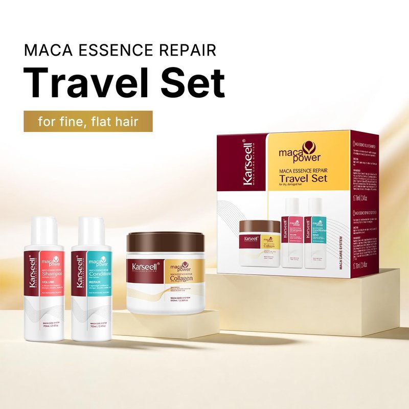 Karseell Travel Shampoo and Conditioner Set With Collagen Hair Mask, 3 Piece Carry On Vacation Kit, 70 mL 70 mL 100 mL
