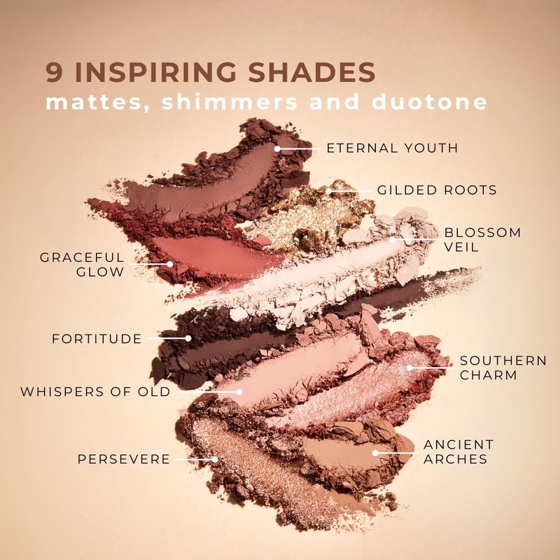 Honeybee Gardens Timeless Magnolia Eye Shadow Palette – 9 Shades Matte & Shimmer, Neutral Browns & Pinks, Vegan, Cruelty-Free Pressed Powder Eyeshadow, 0.45 oz
