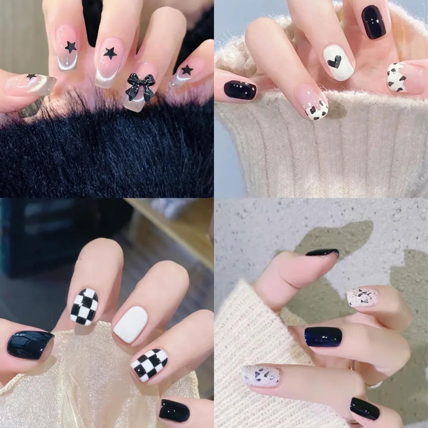 COSMOO White and Black 2pcs Nail Polish, 12ml Quick Dry Nail Lacquer, Super Lustrous Nail Enamel Polish, Shimmer Iridescent Ultrachrome Nail Art Varnish, 0.41 fl oz/pcs (Black + White)