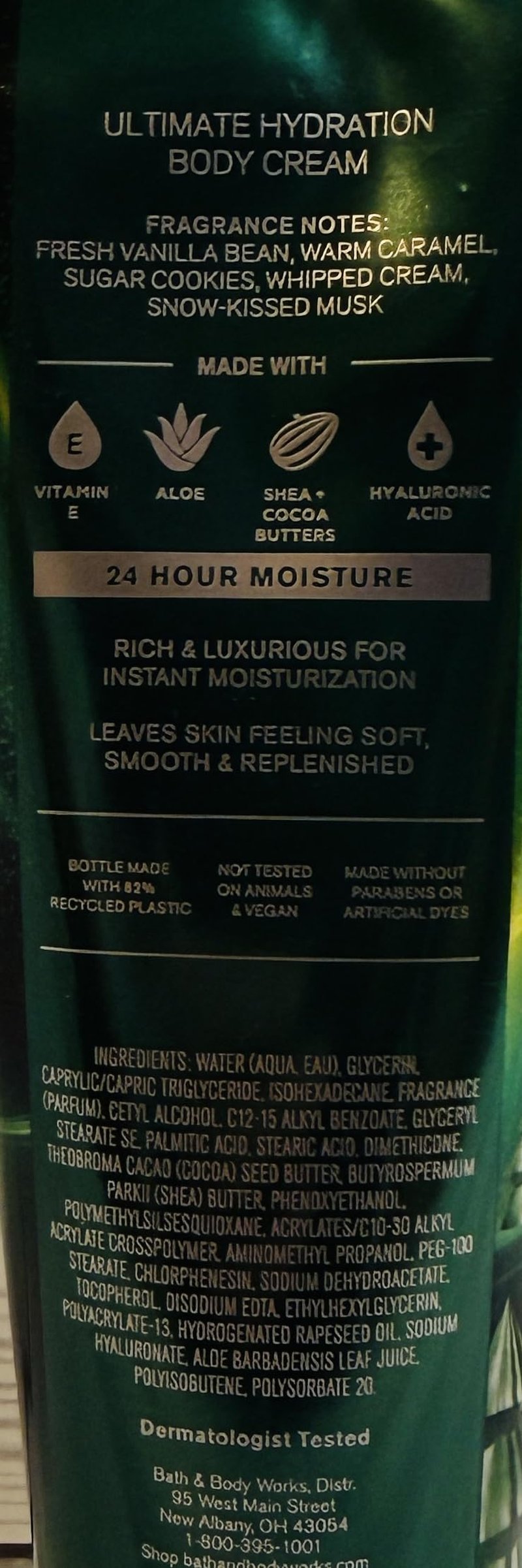 Bath & Body Works Women's Vanilla Bean Noel Ultimate Hydration Body Cream 8 Ounces Pack of 2