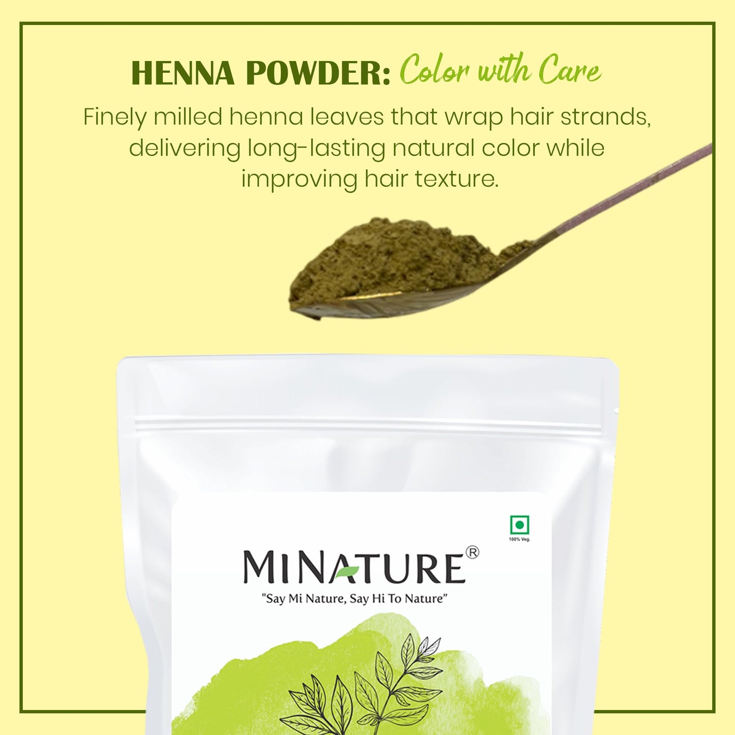 Mi Nature Pure Henna Powder (Lawsonia Inermis) 1Kg - Natural Plant-Based Hair Coloring & Conditioning Treatment - Herbal Hair Care Formula - No Added Preservatives