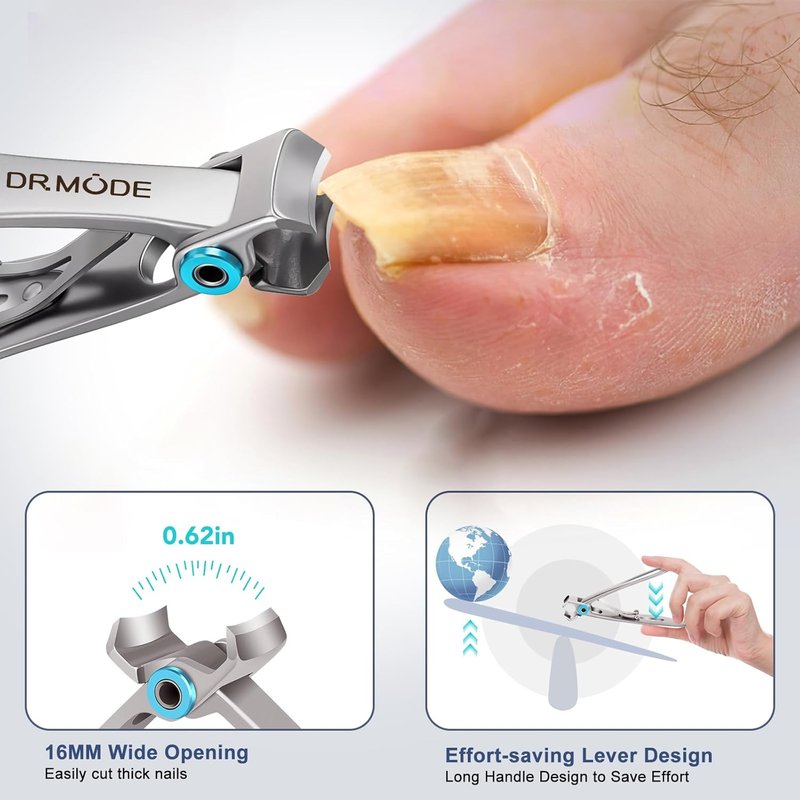 Toenail Clippers for Seniors - Wide Jaw Slanted Curved Design | Ideal for Thick & Ingrown Nails