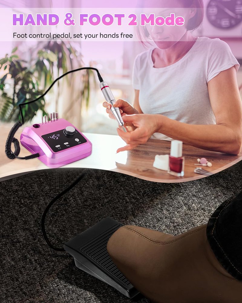 CozyZen Cordless Nail Drill Professional: 45000 RPM Rechargeable Electric Nail File Kit, Portable & Low Noise for Acrylic, Gel Nails, Manicure & Pedicure - Salon & Home Use