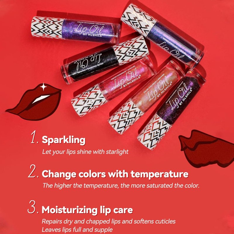 Color Changing Lip Oil - 3 Pcs Shimmering Tinted Gloss for Moisturizing Lip Care | Long-Lasting Nourishing Formula