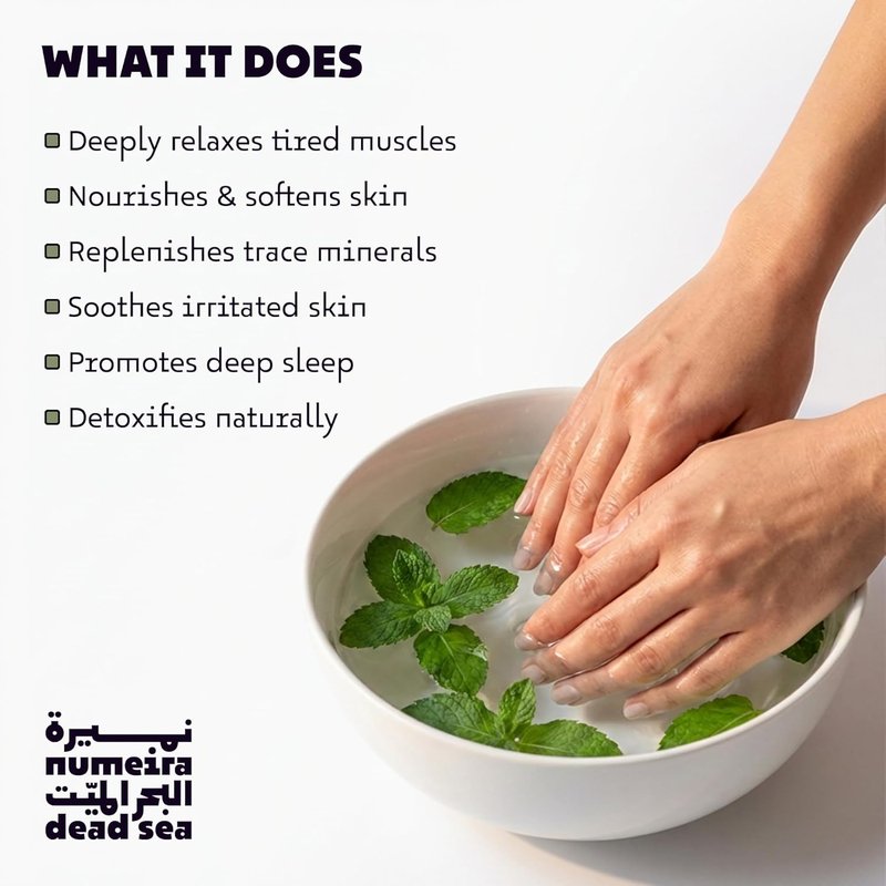 Dead Sea Salts for Soaking - Natural Coarse Bath Salts with Peppermint Oil | 2.2 lb Relaxing Body Soak