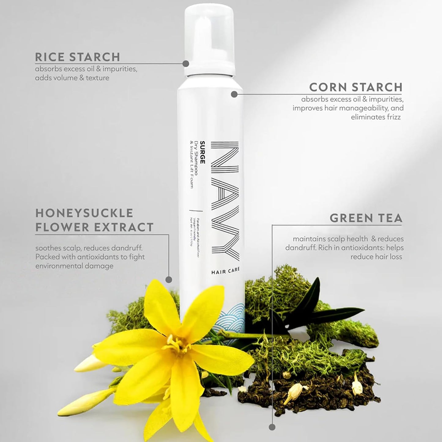 NAVY HAIR CARE Surge Dry Shampoo and Instant Lifting Foam | Non-Aerosol | 6 oz