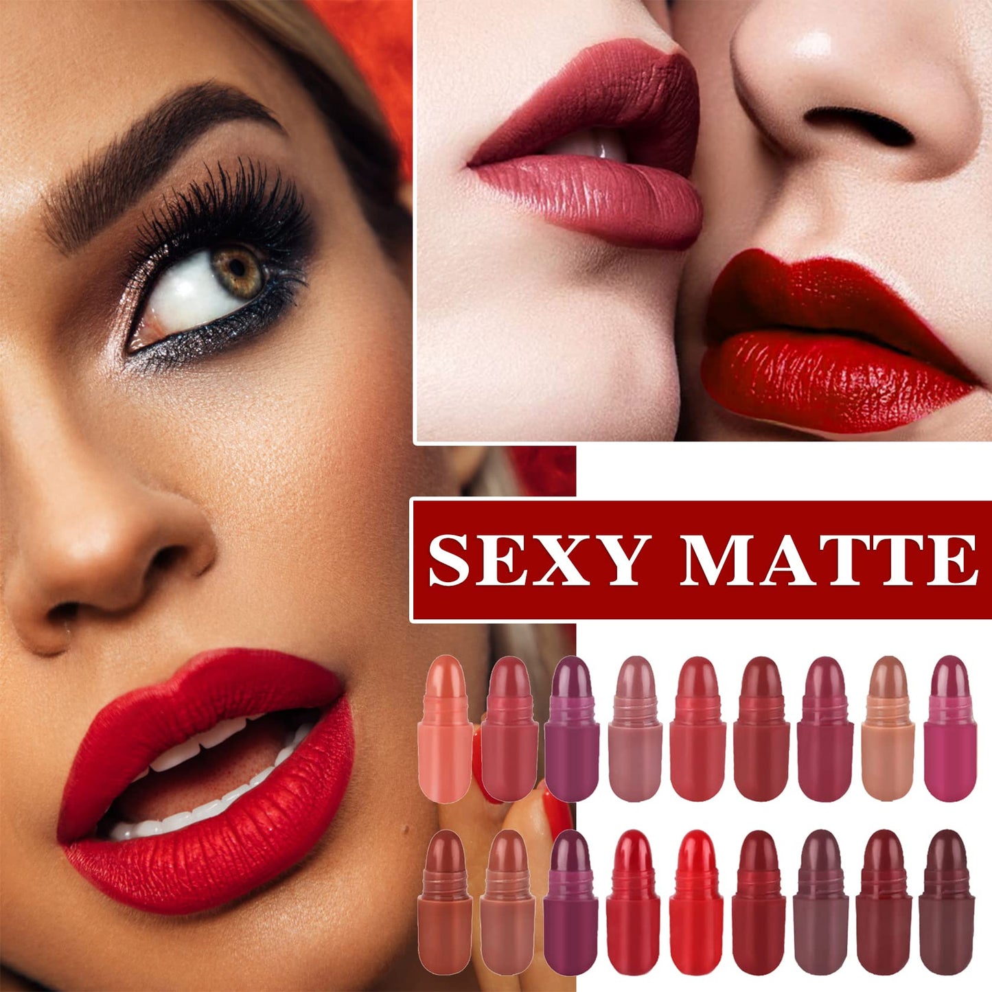 Fusang 18Pcs Mini Capsule Pills Lipstick Makeup Sets for Women - Highly Pigmented, Long Lasting, Waterproof, Matte Mini Red Pill Lipstick Set
