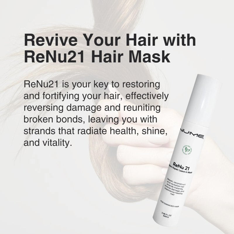 NuMe ReNu21 Nano Repair Leave-In Mask, 1.69 Fl Oz - Vegan, Formaldehyde-Free Hair Treatment for Dry, Damaged Hair and Split Ends – Hydrating and Smoothing Formula for Stronger, Healthier Strands