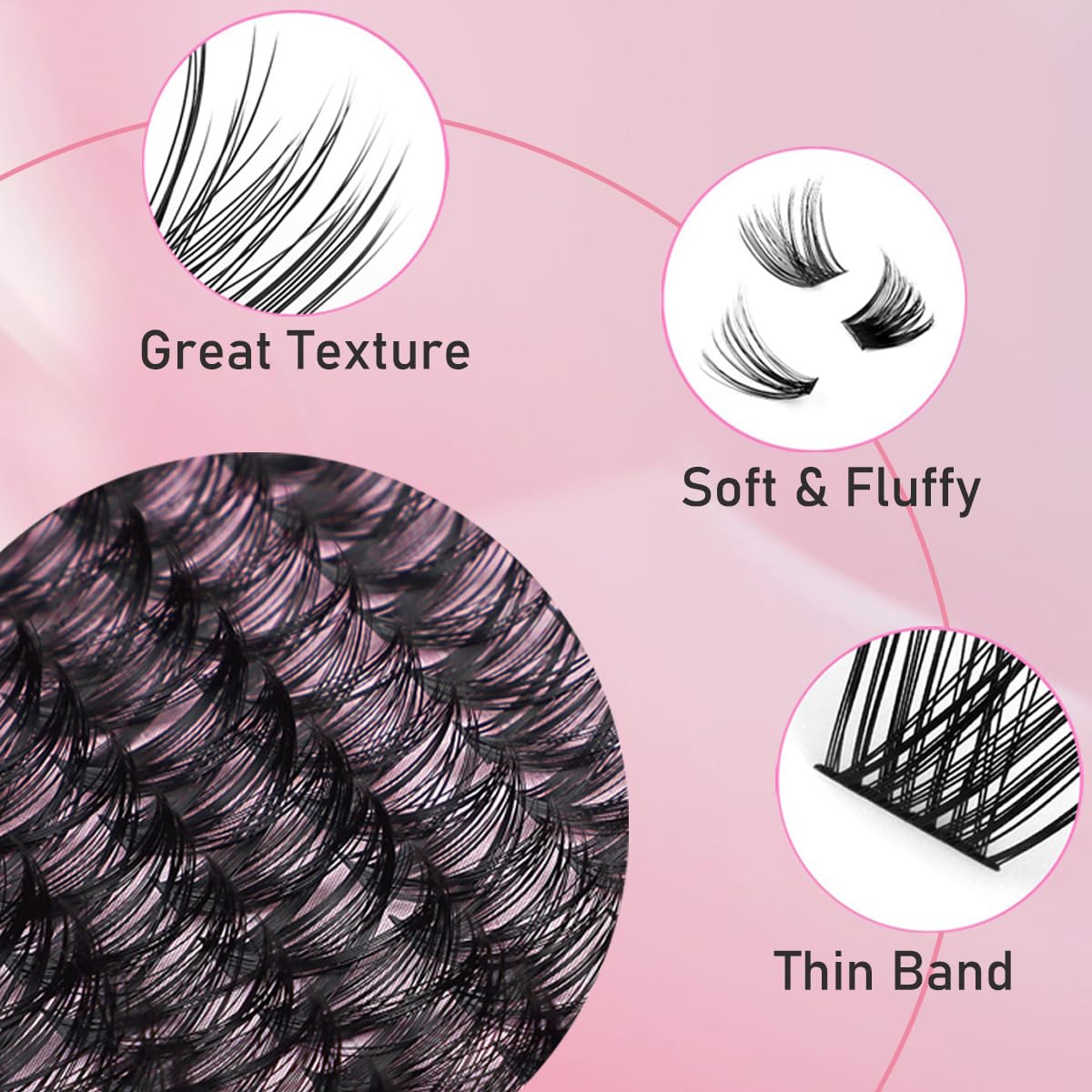 Lashes Extension Kit 640pcs False Eyelashes Clusters 30D+40D+50D, DIY Individual Lash Kit 8-18mm with Eyelash Tools Set