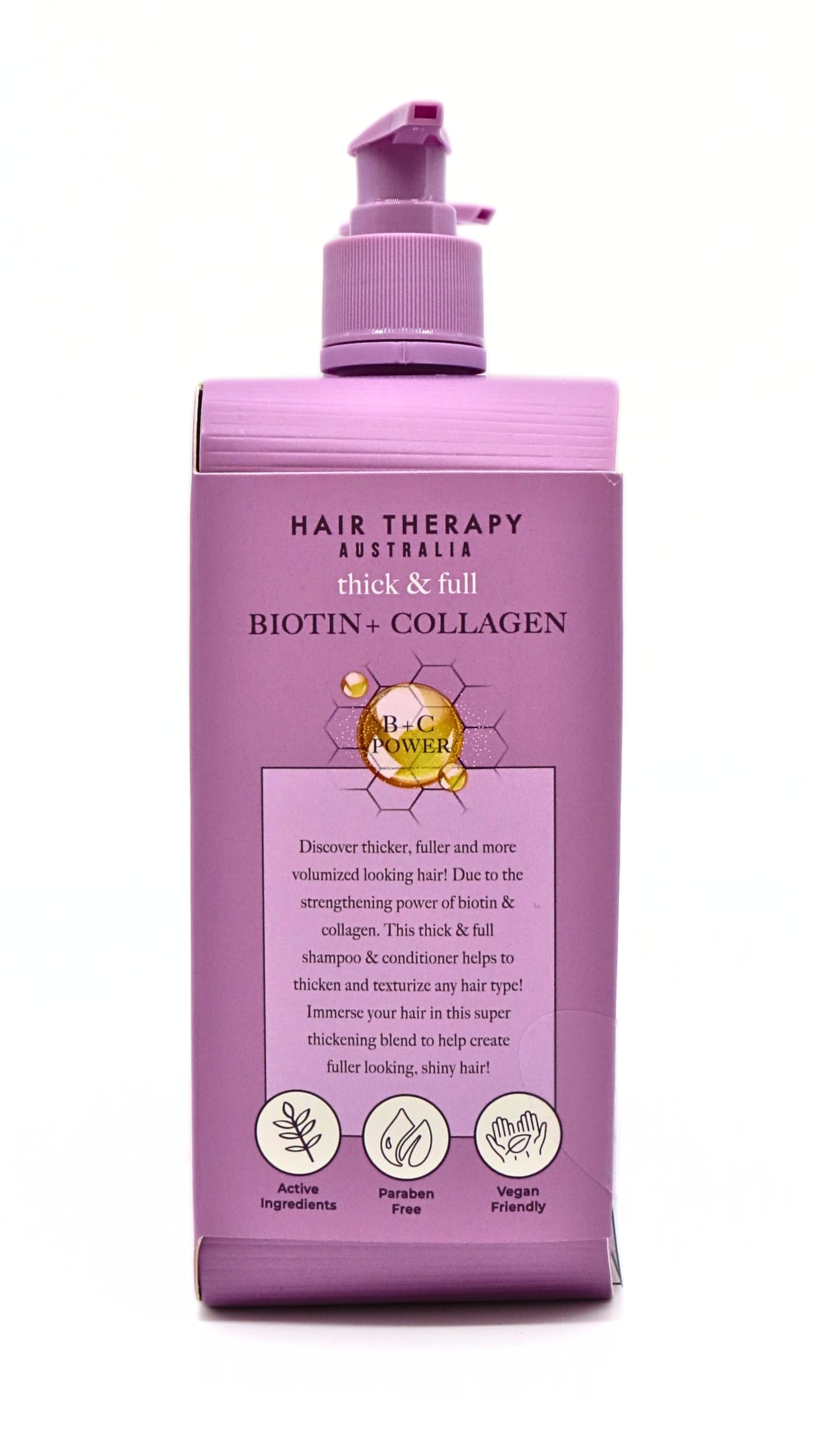 Hair Therapy Australia Thick & Full Shampoo & Conditioner Set | Biotin + Collagen | Deep Nourishing, Strenghtening, Softening, Purple