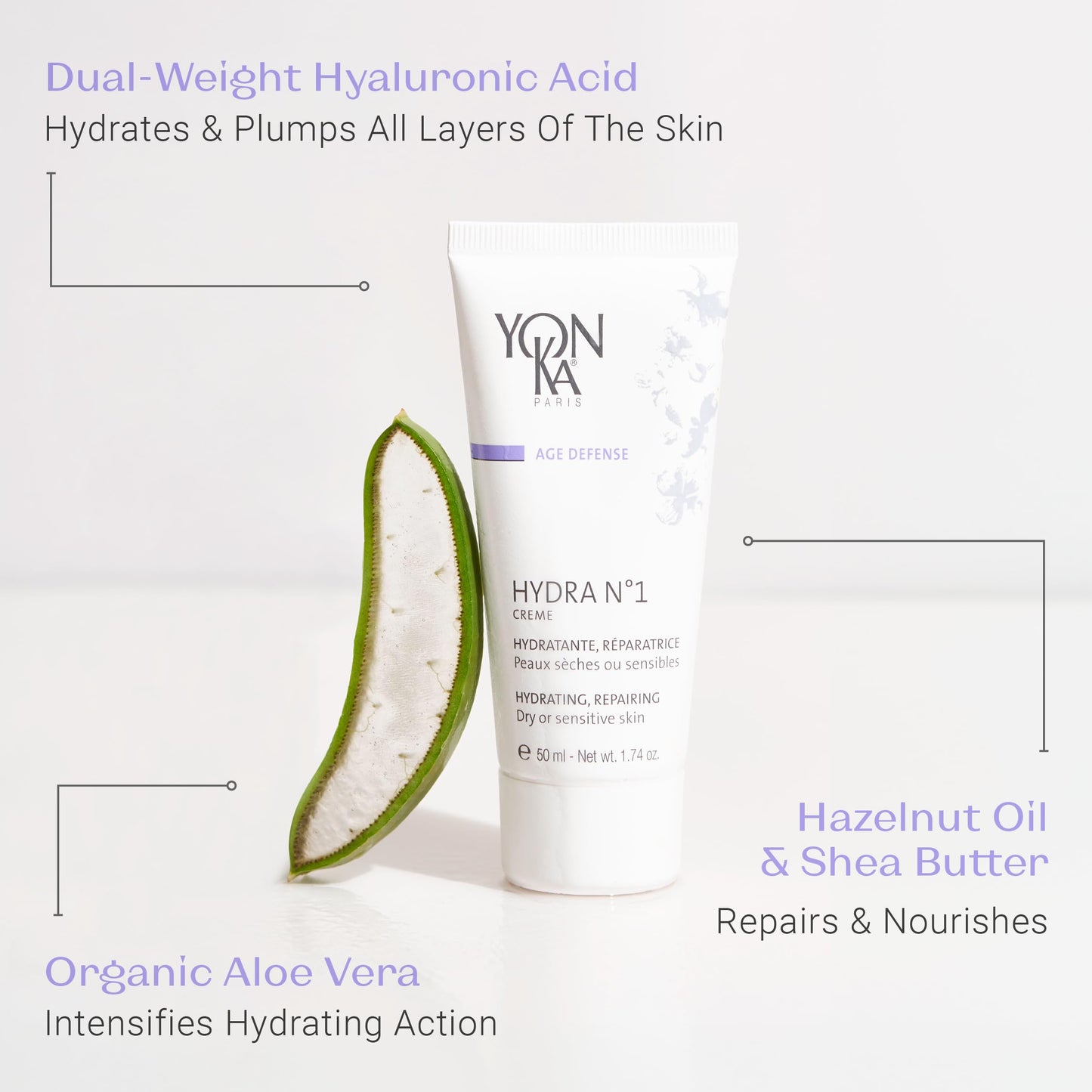 Yonka Hydra No.1 Creme and Hydra No.1 Serum | Anti-Aging Face Moisturizer and Intensive Hydration Booster with Hyaluronic Acid and Aloe Vera | For Dry and Mature Skin | Set of 2, 1.74 oz and 1.01 oz