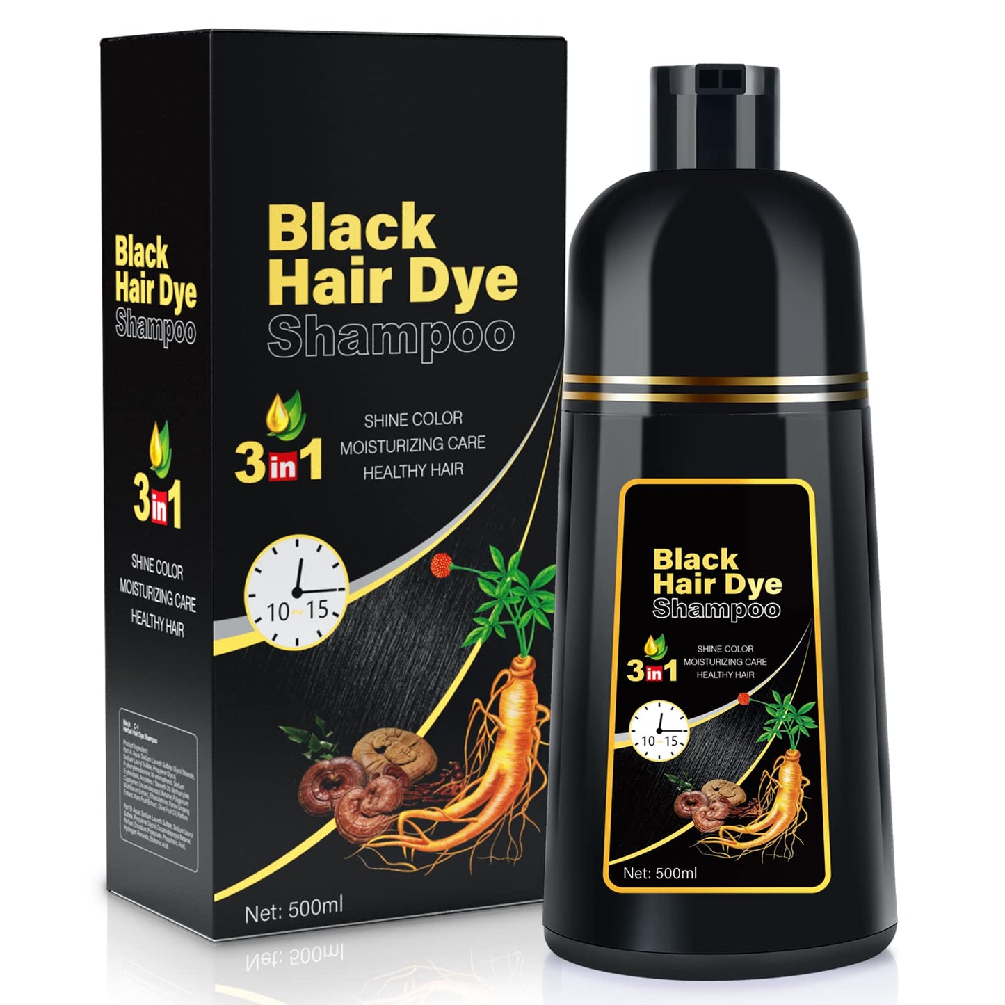 JUANCHI Chestnut Brown Hair Dye Shampoo 3 in1, Chestnut Brown Shampoo Hair Dye for Gray Coverage, Hair Color for Women Men, Herbal Formula, Lasts 30 Days, 500ml (16.90 oz)