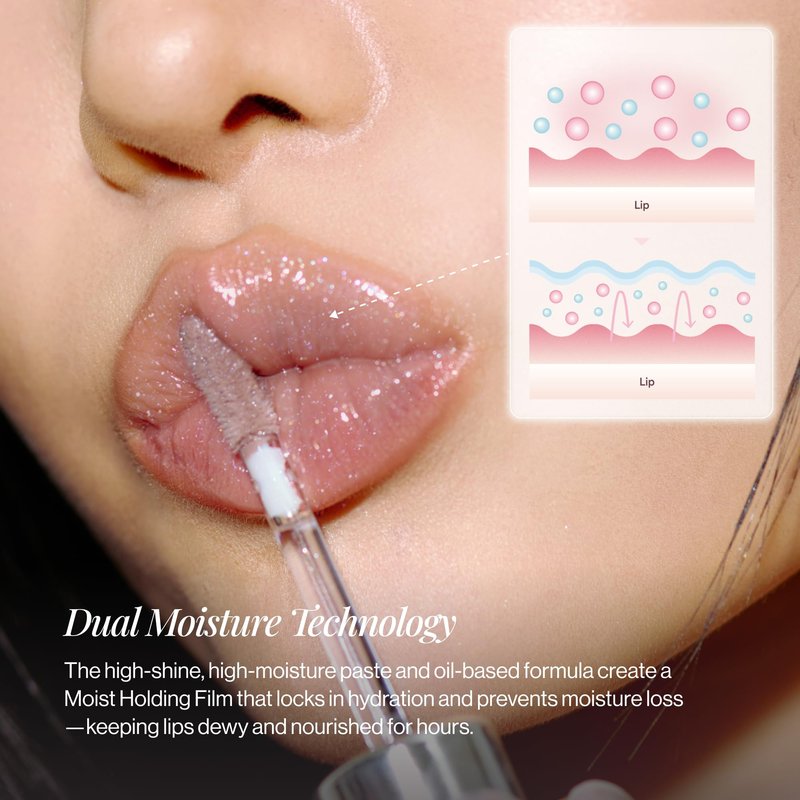 ENTROPY MAKEUP Tulle Lip Gloss, Lightweight 3D Pearl Shimmer, Ultra-Gloss High Shine, Non-Sticky Moisturizing Lip Gloss with Peptide Complex, Voile