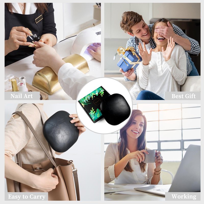 Nail Arm Rest for Elbow, Microfiber Leather Elbow Pad Cushion, Elbow Hand Rest for Nails with Non-Slip Base for Nail Tech Manicure and Office (Black)