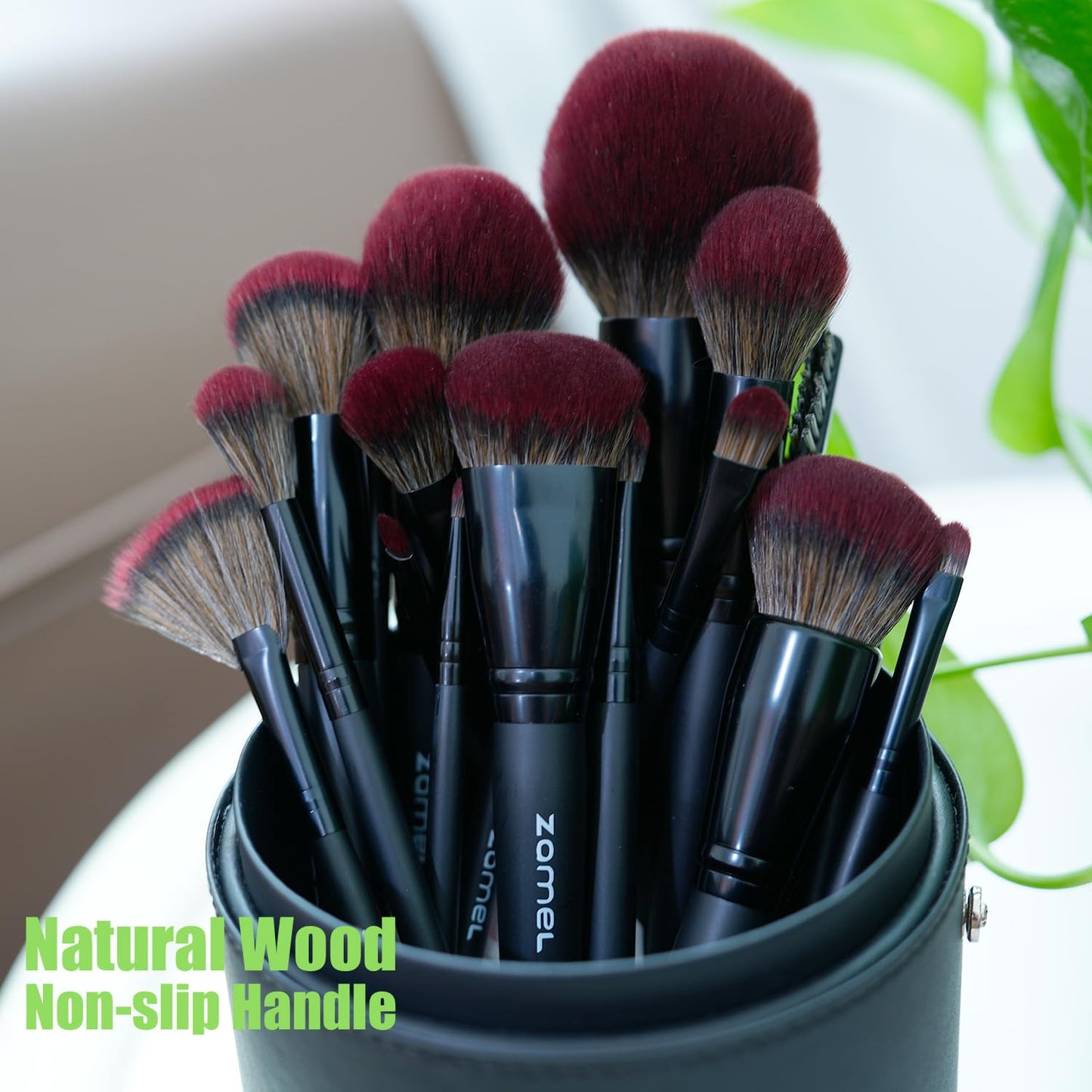 ZAMEL 29pcs Preminum Makeup Brush Set With Holder, Black Soft Bristle Brushes For Foundation,Eyeshadow,Blending,Professional Cosmetic Brush Kit for Women(Gift Idea)