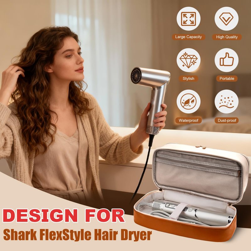 Travel Carrying Case for Hair Dryer Shark Flexstyle FlexFusion Airwrap Brush Double Layer Storage Bag Hair Accessories Tools Storage Case for Revlon Hairdryer Styler/Shark SpeedStyle Organizer Bag
