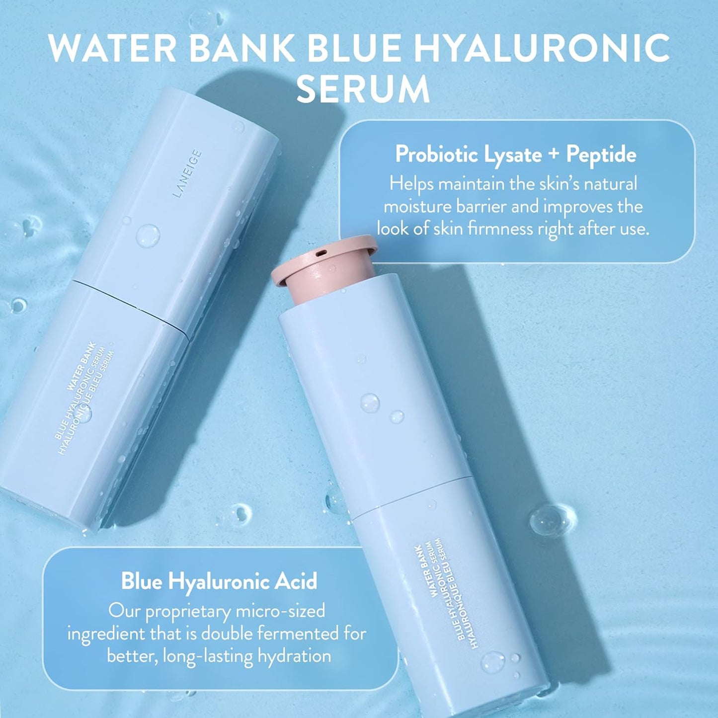 **LANEIGE Water Bank Blue Hyaluronic Serum - Hydrating Face Serum with Peptides & Green Tea for Firm, Radiant Skin**