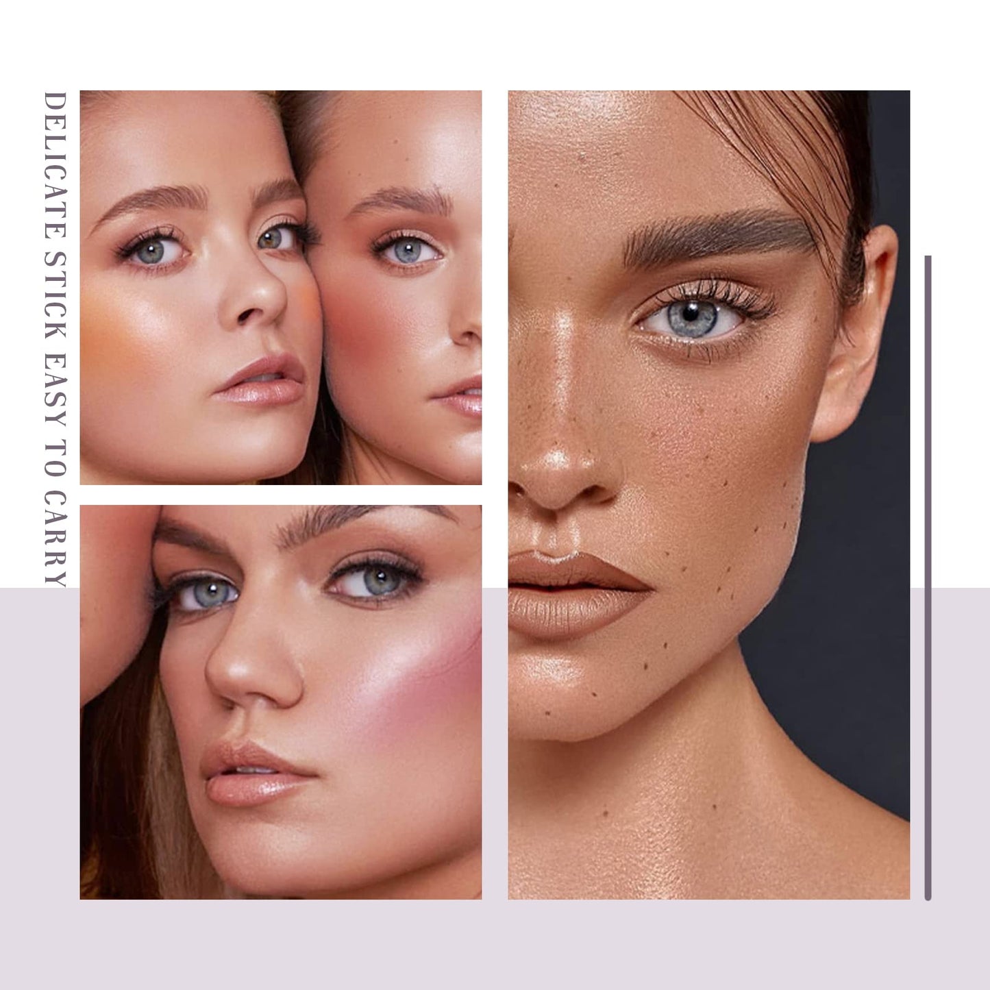 HOSAILY 4 Colors Cream Blush Highlighter Contour Blush Stick Creamy Cosmetics Stick Set, 4 in 1 Waterproof and Long Lasting Bronze Stick Moisturizer Makeup Sticks