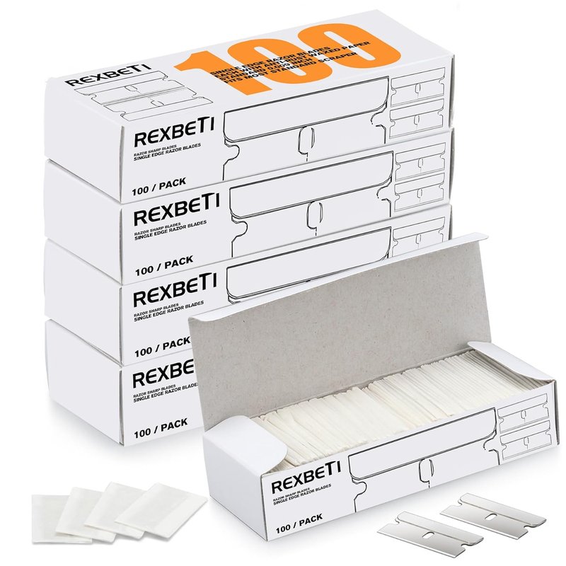 400PCS Single Edge Razor Blades - Industrial Scraper Replacement Blades for Labels, Decals & Stickers