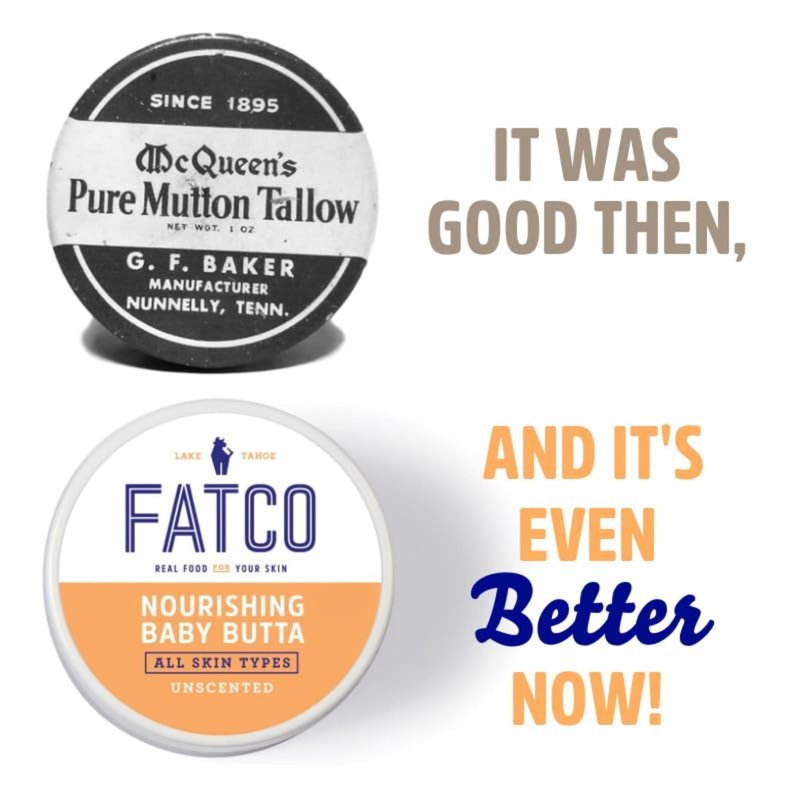 FATCO Baby Butta with Organic Tallow Balm to use as a Safe Pregnancy Moisturizer and Baby Skin Moisturizer - Unscented (4 oz)