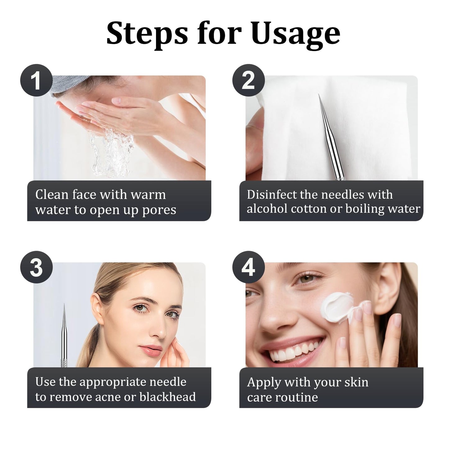 8PCS Professional Salon Grade Blackhead Remover Tool Kit, Comedone Extractor Set for Facial Acne Pimple Blemish Whitehead, Comes with 10X Magnifying Mirror & 20 Alcohol Prep Pads