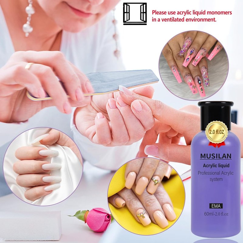 Monomer Acrylic Nail Liquid 6oz for Acrylic Powder - Professional 180ml Monomer Acrylic Nail Liquid Acrylic Powder,Acrylic Nail Extension 3D Nail Art - MMA Free,Quick Dry Time Acrylic Nail Liquid