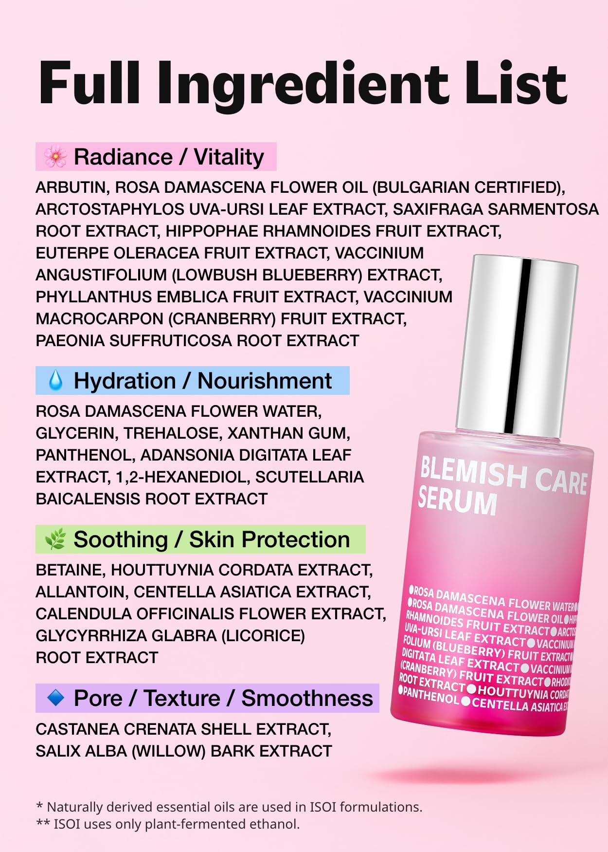 ISOI Blemish Care Up Serum for Face, Vegan Hydrating Serum for Smooth & Glass Skin Effect, Skin Barrier & Moisture Balance for Women, Arbutin & Rose Otto Oil, Korean Skin Care (2.36 fl. oz, 70ml)