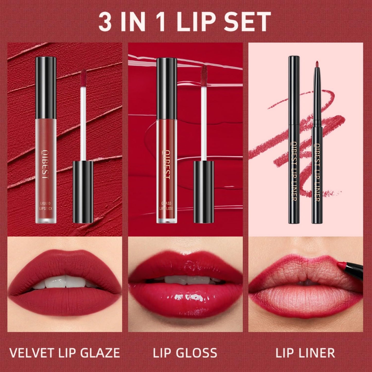 MAEPEOR All In One Lip Kit - 3 In 1 Smooth Lipliner, Lipgloss & Velvet Matte Liquid Lipstick Set with Hydrating Moisturizing Gloss and Creamy Liner - Kit 11, Hot Chocolate
