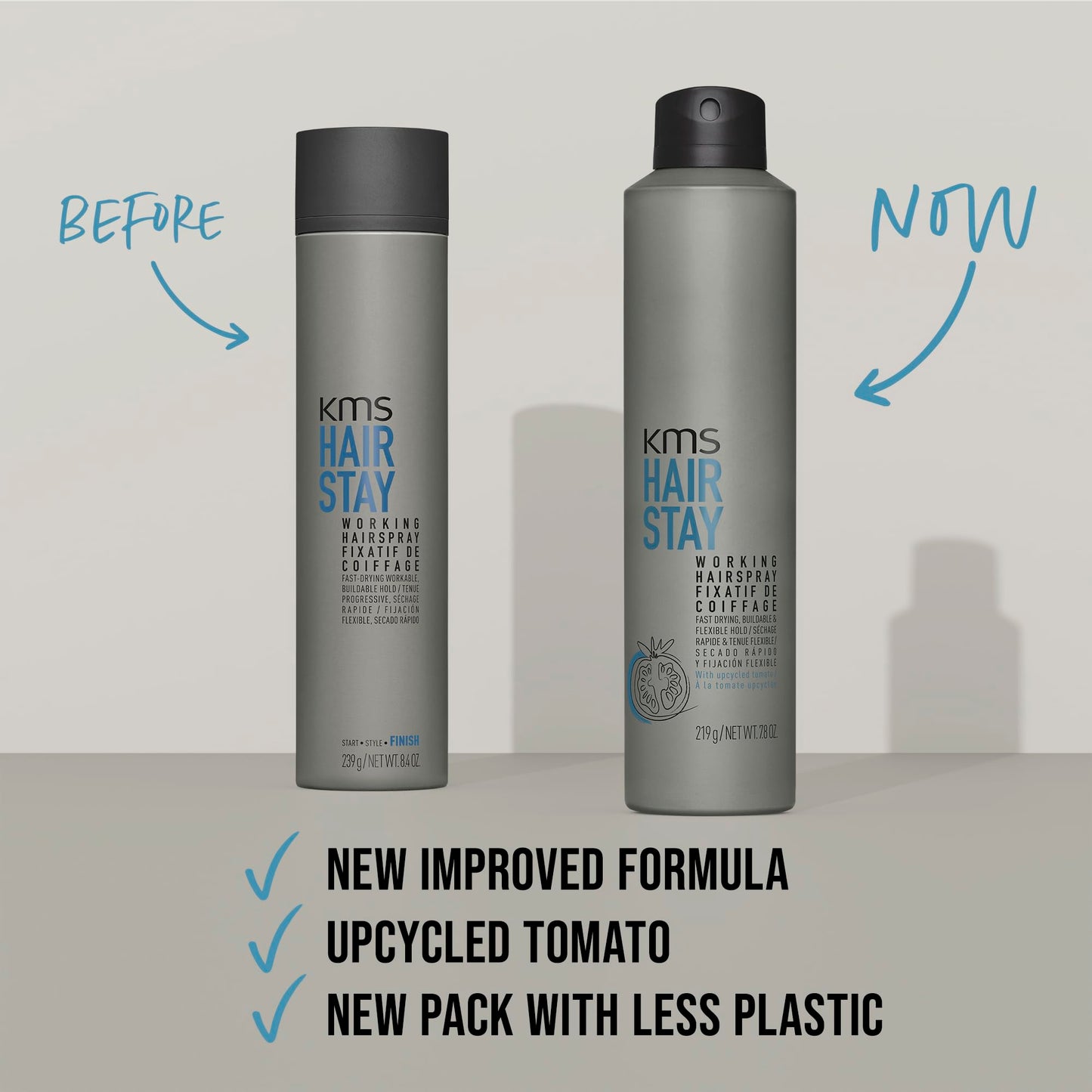 KMS HairStay Working Hairspray, Lasting Buildable Hold, 300ml