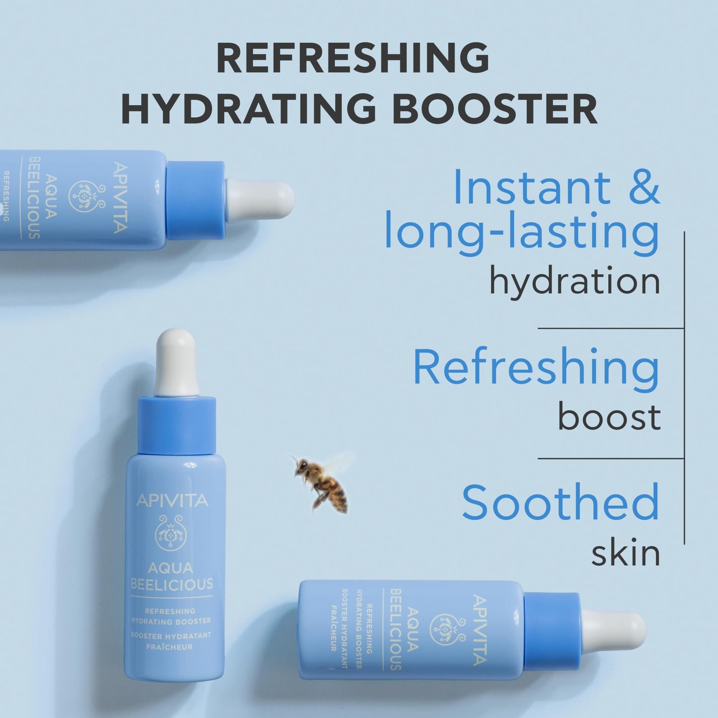 Apivita Aqua Beelicious Hydrating Booster Serum, Hydrating, Soothing & Replenishing with Propolis, Honey, Hyaluronic Acid, Prebiotics & Flowers