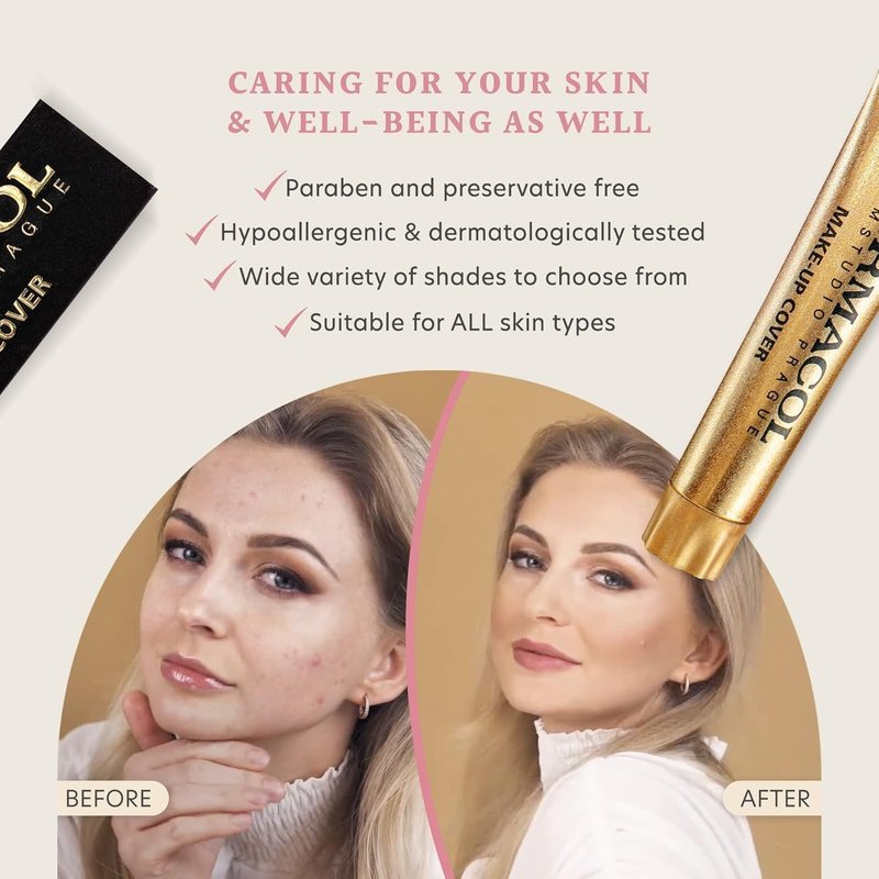 Dermacol - Full Coverage Matte Foundation with SPF 30, Waterproof Foundation for Oily Skin, Acne, & Under Eye Bags, Long-Lasting Makeup, 30g - Shade 208