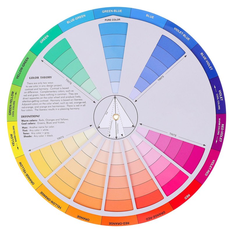 Color Wheel, Creative Color Wheel, Paint Mixing Learning Guide, Art Class Teaching Tool for Makeup Blending Board Chart Mix Colours 9.1 Inch
